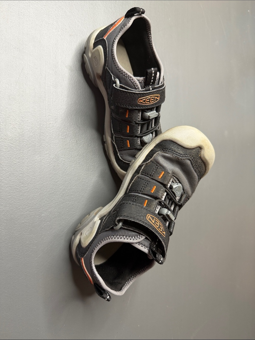 Kid’s Keen Black and Orange Outdoor Shoes. Size 13